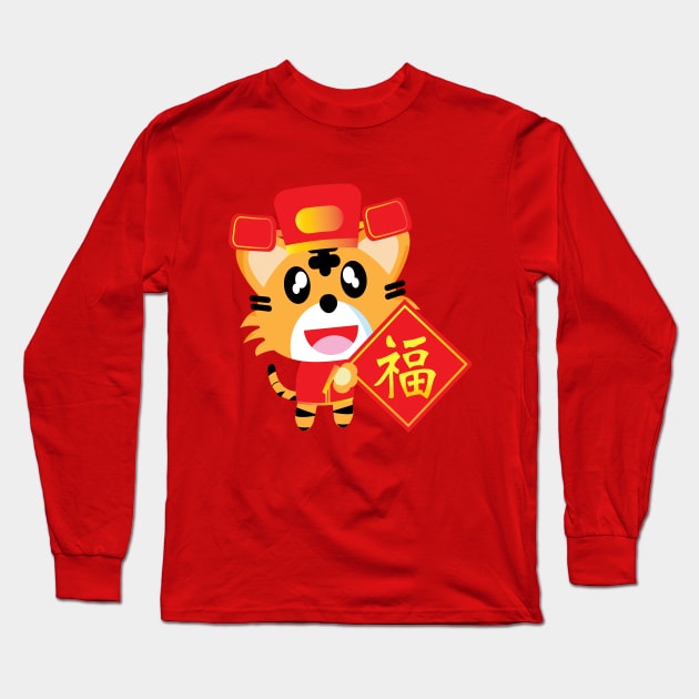 The tiger and  lucky Chinese  word  for celebration  or new year concept Long Sleeve T-Shirt by Sabai Art